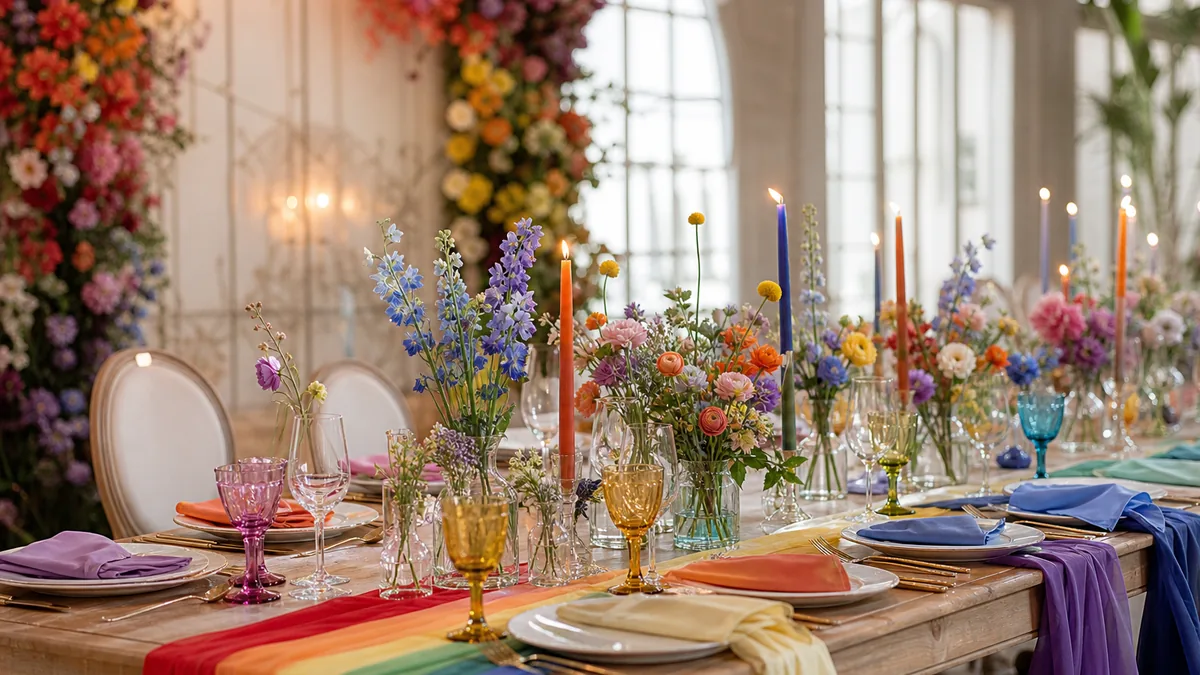 Décoration mariage arc en ciel : idées et palette